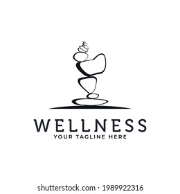 diseño de ilustración del emblema del vector wellness del balanceo de roca de piedra.