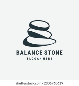 stone rock balancing zen logo wellness vector emblem illustration design on white background .