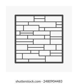 Stone or rock brick block wall vector icon design. Row in panel on wall. Natural construction material with texture pattern on surface for architecture i.e. house building, fence and shower.