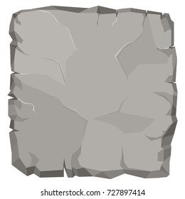 Stone rock cartoon, broken boulder template, stone banner, big grey rubble. Rocks natural game design. Vector