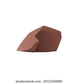 Stone rock, cobblestone icon. Brown huge stone of clay block vector cartoon illustration. Rock or debris of the mountain. One boulder for gui video game asset isolated on white