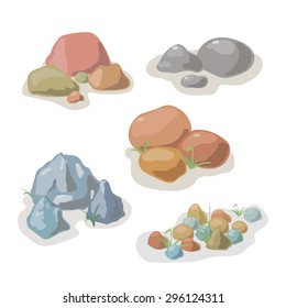 Stone and rock collection vector cartoon set