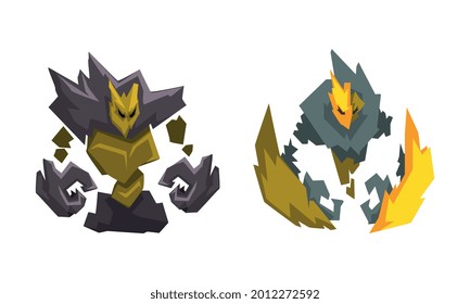 Stone and Rock Fantastic Elemental Creature Vector Set