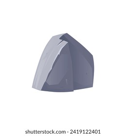Stone rock, grey cobblestone icon. One granite stone block. Debris of the mountain, part of wild nature. Vector cartoon illustration of boulder for gui game asset isolated on white
