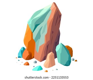 Steingestein. Bergbau. mehrfarbige Kieselsteine. flache Vektorgrafik.