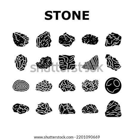 stone rock texture nature icons set vector. surface grey, white mountain, landscape marble, gark grungem natural gravel stone rock texture nature glyph pictogram Illustrations