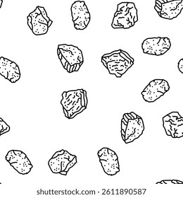 stone rock texture nature vector seamless pattern thin line illustration