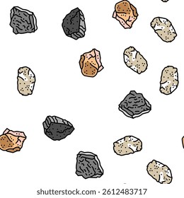stone rock texture nature vector seamless pattern thin line illustration