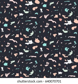 Stone and rock texture in terrazzo style. Vector abstract background. Seamless pattern