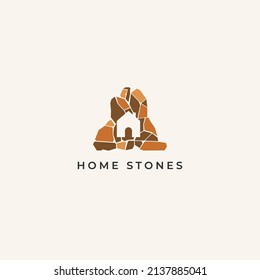 Concepto de diseño de símbolo de símbolo de símbolo de símbolo de icono de la marca de las rocas de piedra. Ilustración del vector 