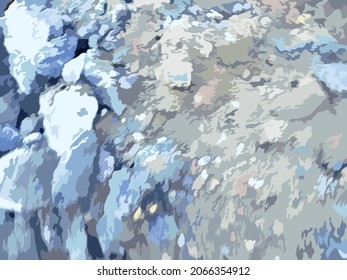 Stone and sand structure for backgrounds and textures. Grungy underwater surface of sand and stones for prints and posters, wallpaper, camouflage uniform, fabric products, textiles, etc. 