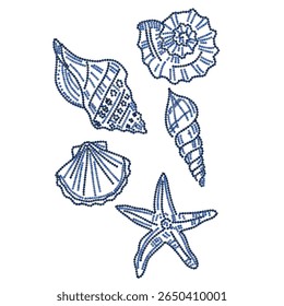 stone and scale sea creature patterns. starfish, seashells, mussels, fashion patterns and more