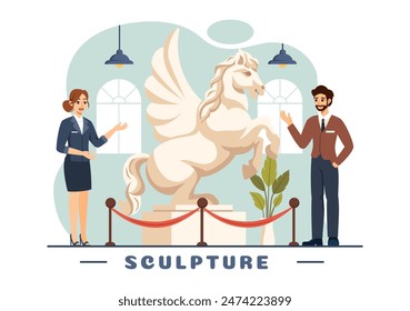 Stone Sculpture Vector Illustration featuring a Craftsman Carving a Rock Using Sculpting Tools in Flat Style Cartoon Background Design