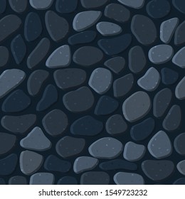 Stone seamless pattern for cover design. Endless texture. Gray wall of pebbles. Vector illustration. Cartoon.