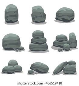 Stone set collection stock vector art illustration