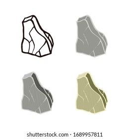 Stone set cube textures with cracks. Outline sketch, flat style and realistic. Vector illustration.