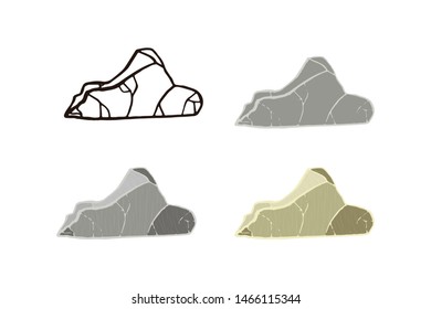 Stone set curved shape. Outline sketch, flat style and realistic. Vector illustration.