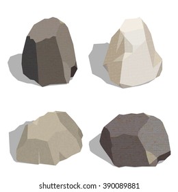stone set isometric isolated on white background. Vector illustration. 
