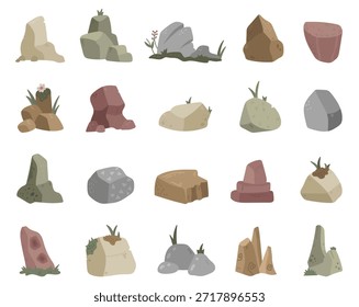 Piedra ambientada en estilo escandinavo que presenta diversas formaciones rocosas naturales con características de suelo orgánico que ofrecen recursos perfectos para proyectos de ilustración y diseño de paisajes