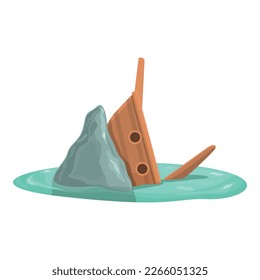 Stone shipwreck icon cartoon vector. Ship pirate. Boat broken