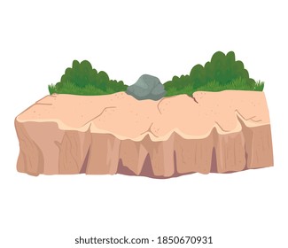 Stone with shrubs design, nature outdoor beautiful season spring and summer theme Vector illustration