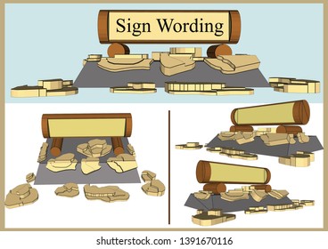 Stone Sign Design, Vector & Illustration