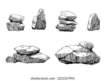 Stone Sketch Vector ,Rock sketch for landscape sketch design 