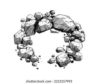 Stone Sketch Vector ,Rock sketch for landscape sketch design 