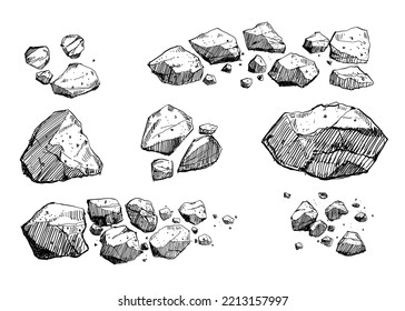 Stone Sketch Vector ,Rock sketch for landscape sketch design 