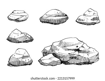 Stone Sketch Vector ,Rock sketch for landscape sketch design 