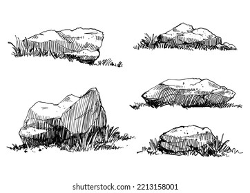 Stone Sketch Vector ,Rock sketch for landscape sketch design 