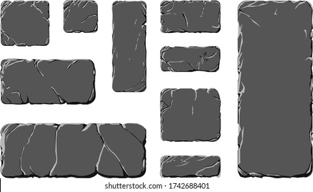 Stone slabs with cracks in gray in different sizes