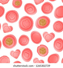 Stone slice trendy colar orange color. Vector illustration Seamless pattern isolated on white background.