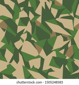 Stone soil with grass texture in brown and green colors in top view, seamless background. Pattern for the fill of architectural and landscape plans. Earth surface terrain. Vector illustration