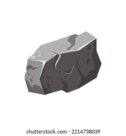 Stone solid natural building material . Landscape element. Coal black mineral rock. Gravel pebbles, gray heap isolated vector illustration