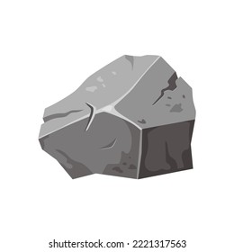 Stone solid natural building material . Landscape element. Coal black mineral rock. Gravel pebbles, gray heap isolated vector illustration.
