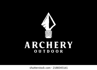 Stone spear archery logo design silhouette icon hunting hunter symbol minimalist rustic