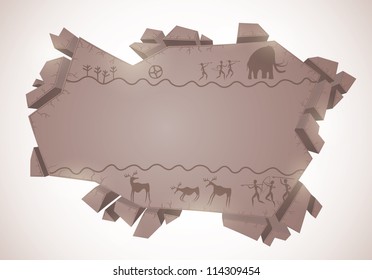 stone speech bubble with cave painting