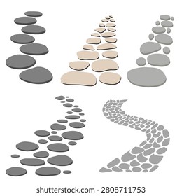 Stone Stack and Pebble Path Collection with Natural Rock Trail Elements