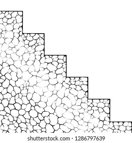 Stone stairs and cracks texture. Design in grunge with polygon style.  Under construction concept.