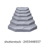 Stone stairs, isolated cartoon vector staircase made of rock pieces. Old house or medieval castle ladder, architecture construction with solid weathered steps. Grey stone stairs structure for game