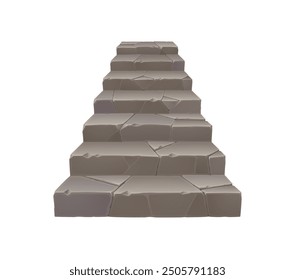 Stone stairs, old house or medieval castle ladder, isolated cartoon vector staircase made of rock pieces. Grey stone stairs structure for game. Architecture construction with solid weathered steps