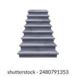 Stone stairs, staircase and stairway with rock steps, vector success achievement and architecture concept. Cartoon stairs with grey rock, stone or concrete texture. Castle staircase or house stairway