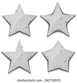 Stone Stars Icons For Ui Game/ Illustration of a set of funny cartoon stone and rock stars icons and signs, for game ui on tablet pc app or web interface buttons