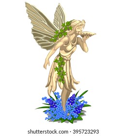 
Stone statue fairies with wings. Decorations for the garden or Park. Landscape design. Vector illustration.
