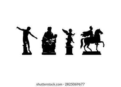 Stone Statue Silhouette Collection Minimal Black Sculpture Icons