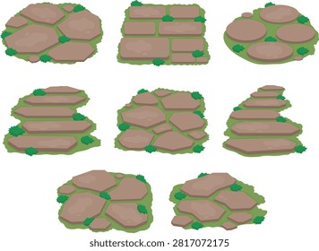 The stone steps vector design features layered stone shapes that create a natural, textured, and structured look.
