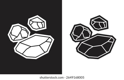 Stone Sticker in Black Filled and White Filled Cutout Style