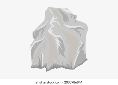 Stein, die Struktur und Teig des Steins in grauen Tönen. Der Stein in grauen Tönen ist einzeln auf weißem Hintergrund. Vektorgrafik.