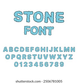 Stone style font, letters and numbers